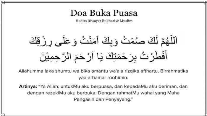 Doa Sahur dan Berbuka Puasa Ramadhan, Arab, Latin dan Artinya