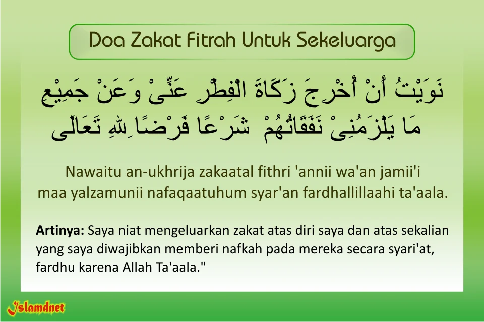 Doa Zakat Fitrah untuk Keluarga Arab Latin dan Artinya