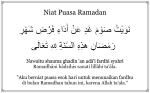 Niat Puasa Ramadhan yang Benar serta Arti & Waktu Membacanya